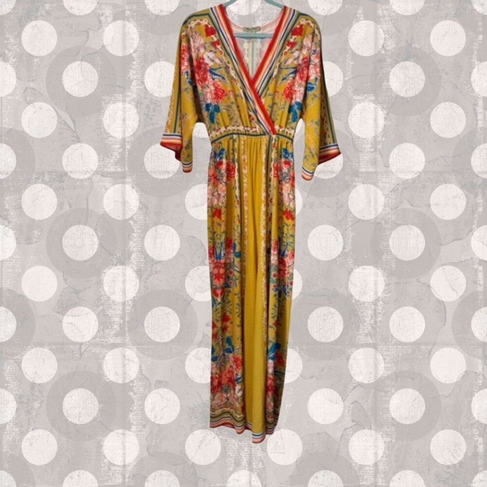 Flying Tomato Women's Jumpsuit XS Yellow Floral GREAT for Upcycling Creators - Picture 7 of 8